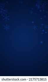 White Confetti Vector Blue Background. New Snow Card. Gray Light Banner. magic Snowflake Holiday.