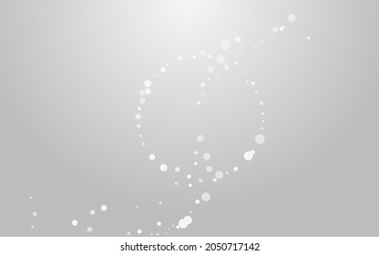 White Confetti Vector Grey Background. Overlay Chrismas Stars Postcard. Minimal Snowstorm Card. Winter Dots Banner.