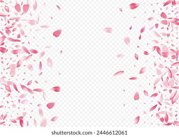 White Confetti Vector Transparent Background. Blooming Free Template. Rose Mother Design. Lotus Flying Texture. Bright Rosa Romantic Backdrop.