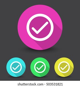 White Confirm icon in different colors set