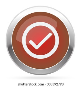 White Confirm icon on red web app button