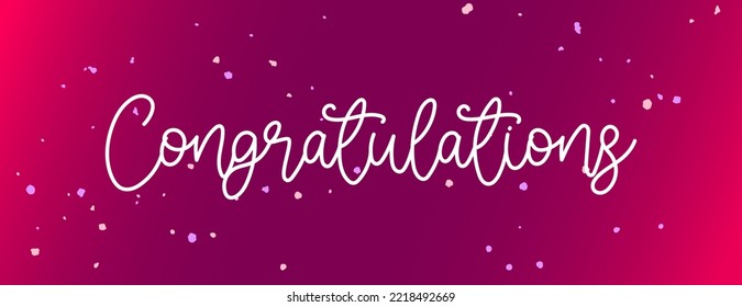 White Congratulations cursive word on a red and wine gradient background with paint drops.