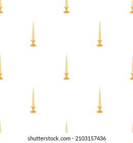 White conical candle in the golden candlestick pattern seamless background texture repeat wallpaper geometric vector