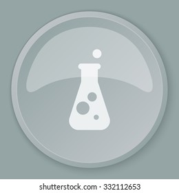 White Conical Flask icon on grey web button