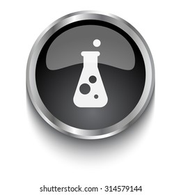 White Conical Flask symbol on black web button