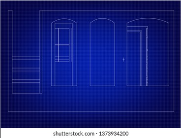 White construction of house in the blue background