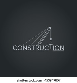 White construction logo design with black gradient background