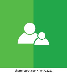 White contact people vector icon. Green background