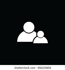 White contact people vector icon. Black background