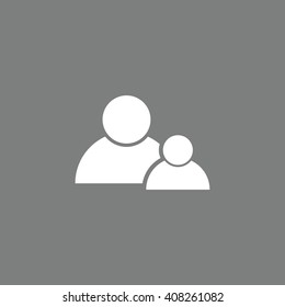 White contact people vector icon. Gray background