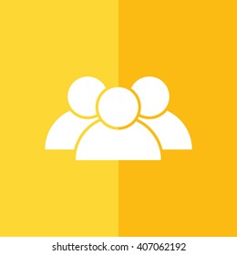White contact vector icon. Yellow background