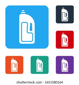 White Container with drain cleaner icon isolated on white background. Detergent in plastic bottle. Set icons in color square buttons. Vector Illustration