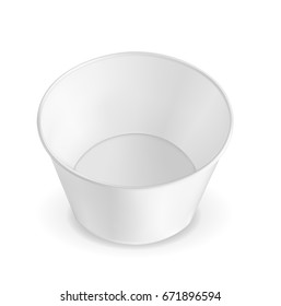 White container for ice cream or fast food. Packaging for popcorn and snack.