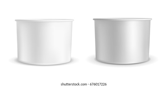 White container for ice cream or fast food. Packaging for popcorn and snack.