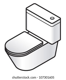 A white contemporary toilet with the lid down.