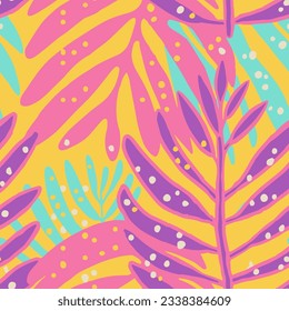 Image Vectorielle De Décor Flora Retro aux Couleurs Blanches Continues. Nature Purple Répétée Texture De Fleur De Branche Moderne. Fond D'Écran De Peinture De Plage D'Été Coloré Et Répétitif.