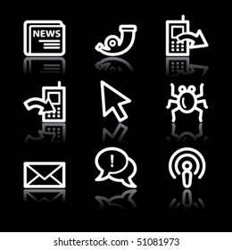 White contour internet web icons V2 set 2