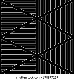 White contour lines background. Seamless surface pattern design with linear ornament. Strokes wallpaper. Hash stroke motif. Digital paper with stripes. Striped vector. Dashed image. Polygons outlines.