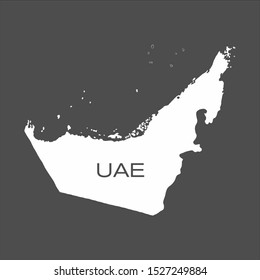 White contour map of United Arab Emirates on dark background. High detailed vector map, United Arab Emirates symbol for your web site design map. Vector illustration