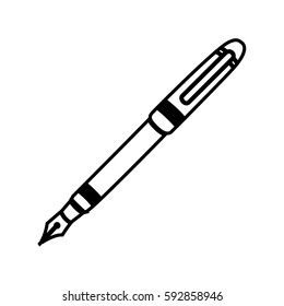 White Contour Metal Ballpen Icon, Vector Illustraction Design Image