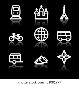 White contour travel web icons V2 set 2