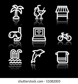White contour vacation web icons V2