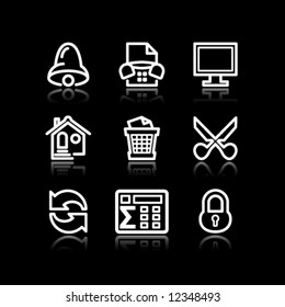 White contour web icons, set 7