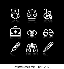 White contour web icons, set 13