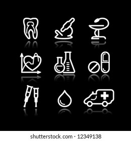 White contour web icons, set 12