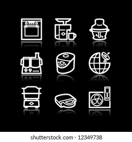 White contour web icons, set 17