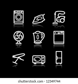 White contour web icons, set 18