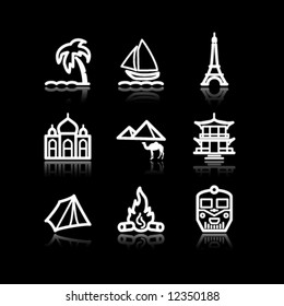 White contour web icons, set 22