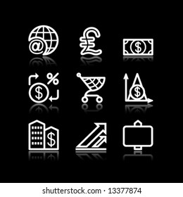 White contour web icons, set 23