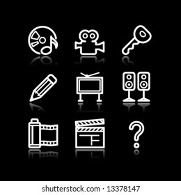 White contour web icons, set 28