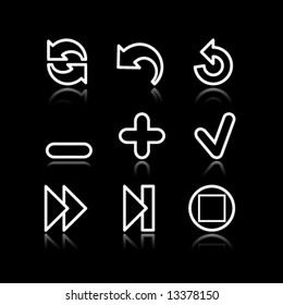 White contour web icons, set 29