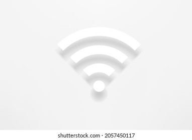 White contour wireless connection vector icon with realistic shadow