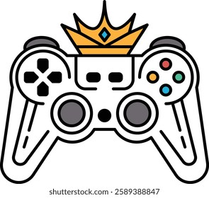 A white controller with a crown on top. The controller is designed to look like a crown, and it is meant to represent a video game controller