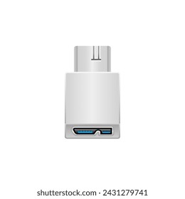 White conversion adapter _Micro USB Type-B 3.0 Male and female illustration.