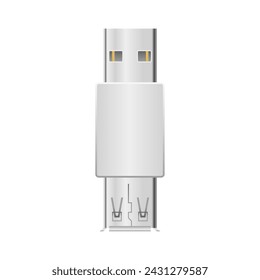 White conversion adapter _USB Type-A 2.0 It is an illustration of USB Type-A female from male.