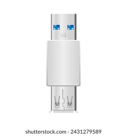 White conversion adapter _USB Type-A 3.0 Illustration of USB Type-A female from male.