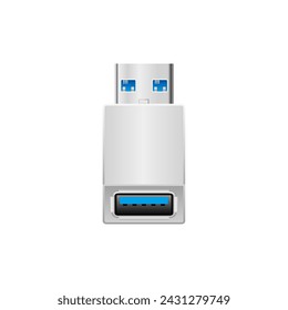 White conversion adapter _USB Type-A 3.0 (3.1) Illustration of male and female.