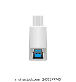 White conversion adapter _USB Type-B 3.0 (3.1) Illustration of male and female.