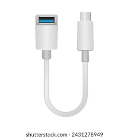 White conversion cable _USB Type-A 3.0 It is an illustration of USB Type-C from Femalee.