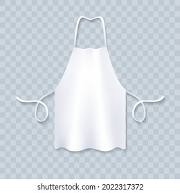 White cook apron. Isolated kitchen cotton fabric chef clothes, butcher barbecue clothing vector blank mockup, food culinary baker man aprons uniform