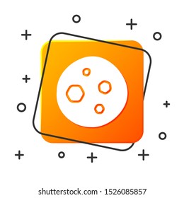White Cookie or biscuit with chocolate icon isolated on white background. Orange square button. Vector Illustration