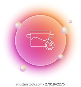 Weißes Kochtopf-Symbol einzeln auf weißem Hintergrund. Symbol für kochendes oder eintopfendes Essen. Orange und rosafarbener Farbverlauf-Kreishintergrund. Vektorgrafik