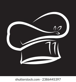 White cooks cap isolated on black background. Chef's hat