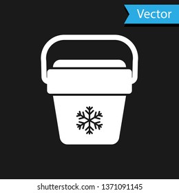 White Cooler bag icon isolated on black background. Portable freezer bag. Handheld refrigerator. Vector Illustration