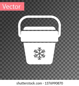 White Cooler bag icon isolated on transparent background. Portable freezer bag. Handheld refrigerator. Vector Illustration