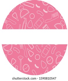 White copy space on round white line beauty product pattern on pink background. Vector.